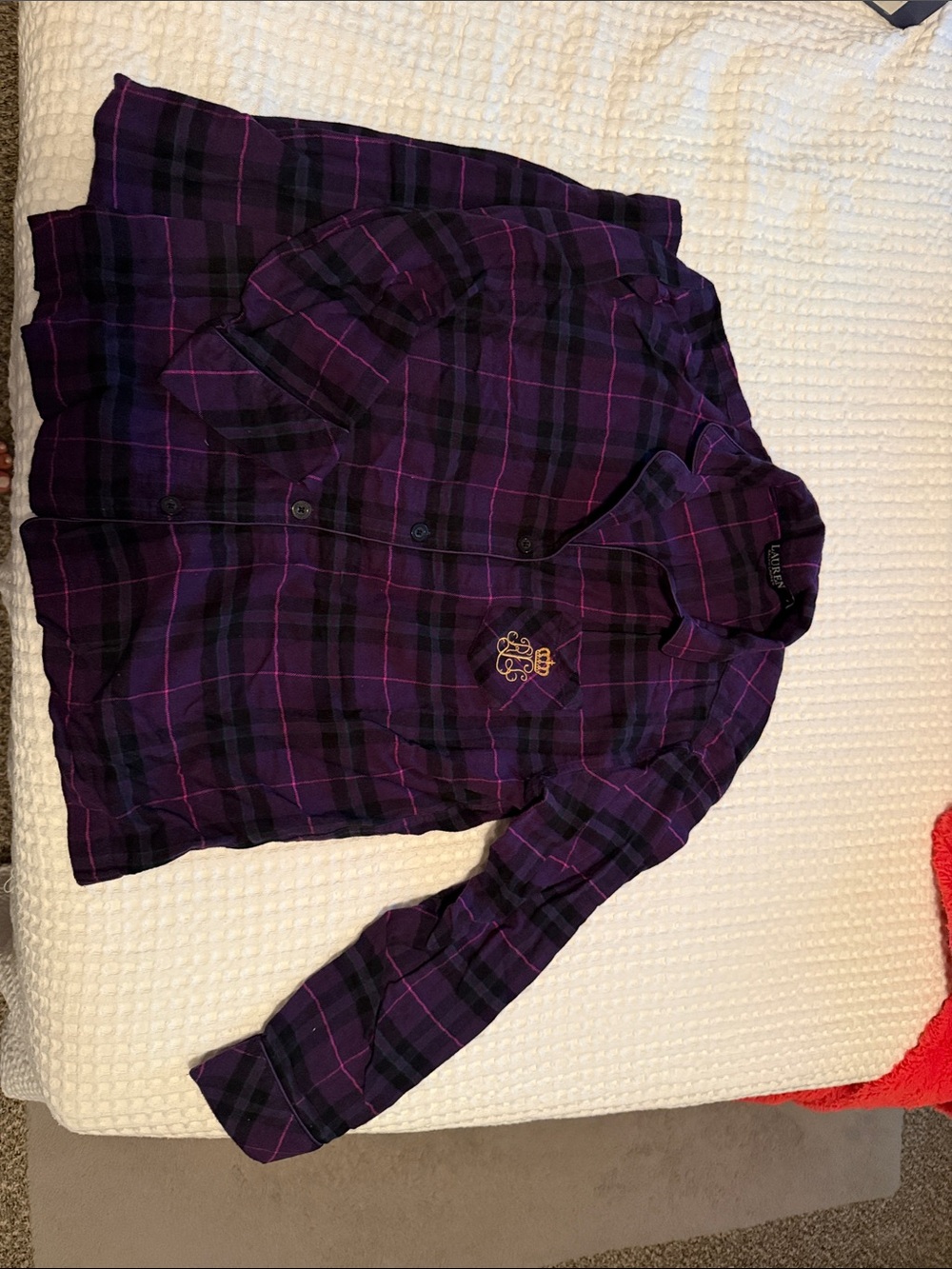 Ralph Lauren Purple & Black Plaid Button-Up Pajama
